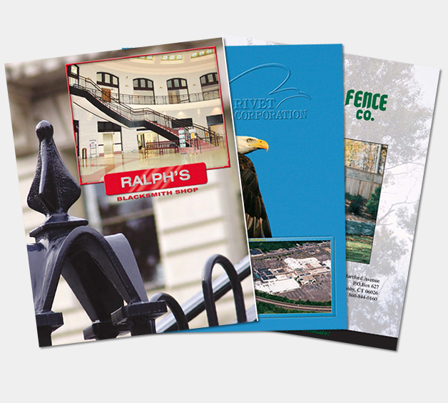Brochures and marketing print samples from Class A Graphics